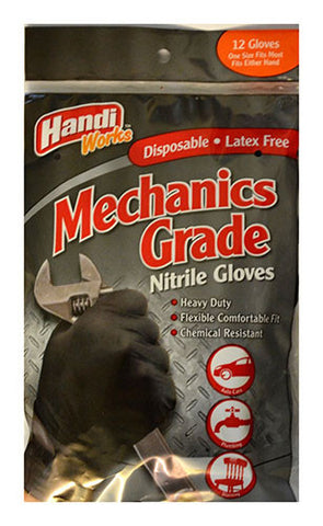 Handi-Works™ 12 count Disposable Heavy Duty Nitrile Mechanics Grade "Latex Free"