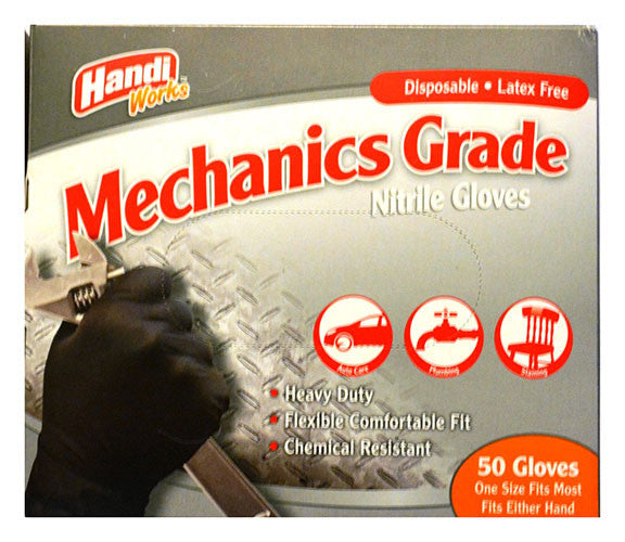Handi-Works™ 50 count Disposable Heavy Duty Nitrile Mechanics Grade "Latex Free"